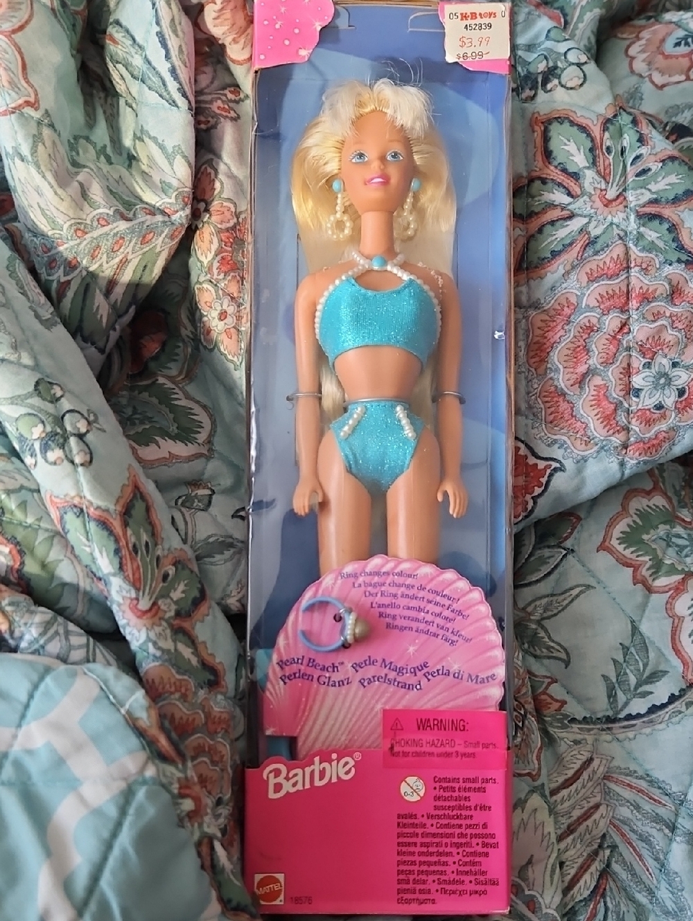 Pearl Beach Barbie Doll Magic Colour Changing Ring 1997 Mattel 18576 Boxed